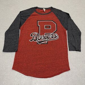 Pacific University Boxers Shirt Womens Small Red 3/4 Sleeve Baseball Colorblock